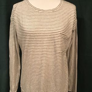 Vince Black & White Striped Pocketed Shirt